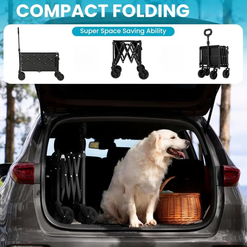 Heavy Duty Collapsible Wagon with Tailgate | 350lbs Capacity Utility Cart
