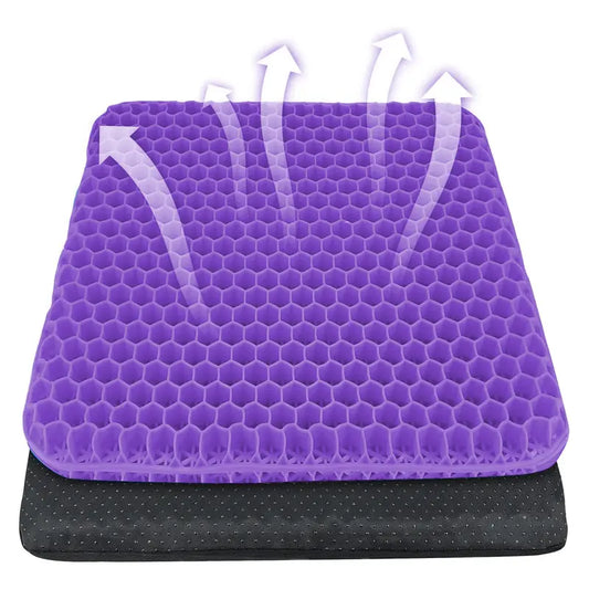 Double-Thick Gel Seat Cushion - Breathable Honeycomb Pressure Relief Pad