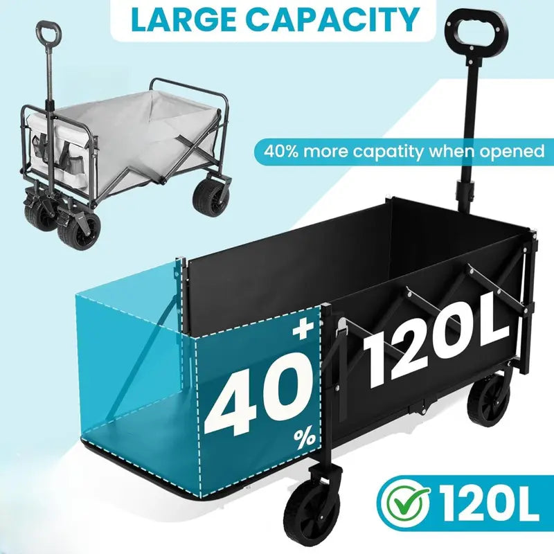 Heavy Duty Collapsible Wagon with Tailgate | 350lbs Capacity Utility Cart